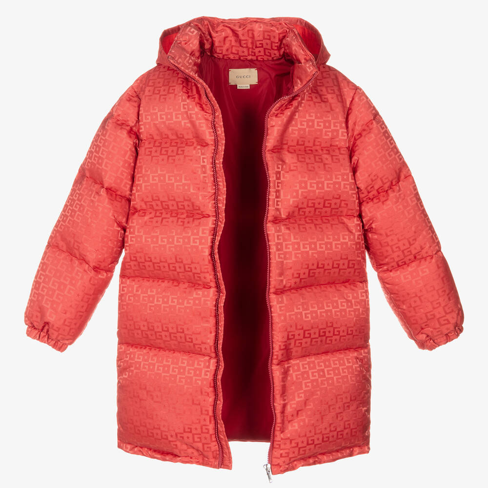 Gucci - Teen Girls Pink Hooded Puffer Coat | Childrensalon