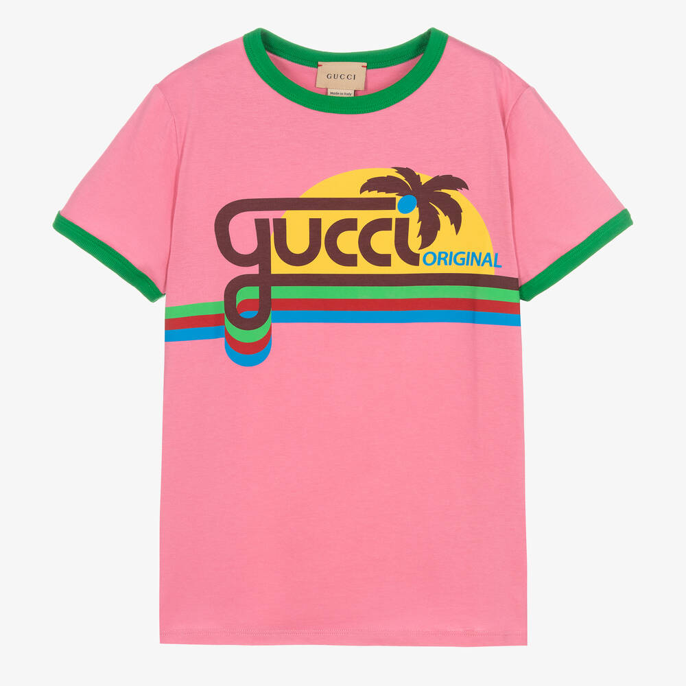 Gucci - Розовая футболка с закатом | Childrensalon