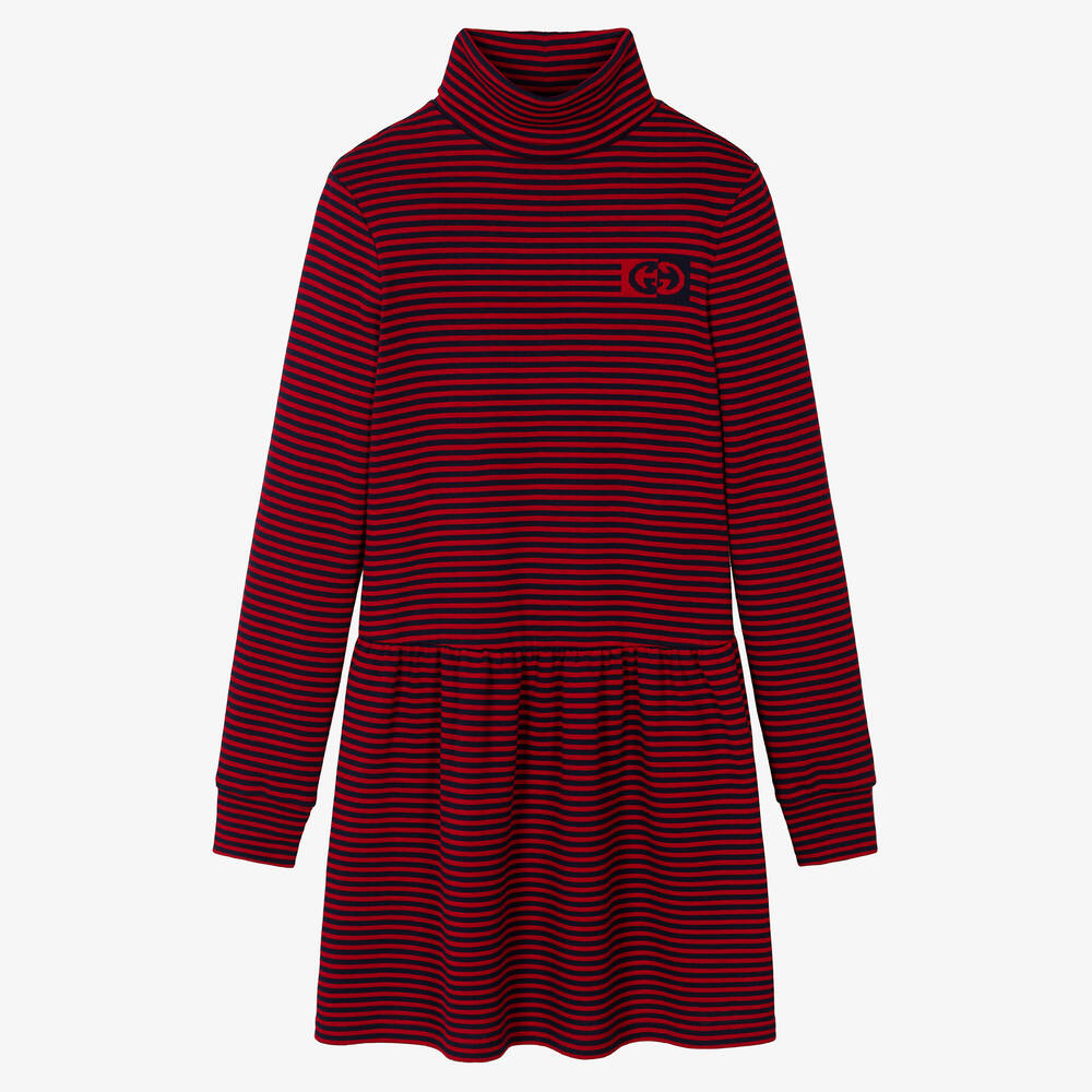 Gucci - Teen Girls Red & Blue Cotton Knit Dress | Childrensalon