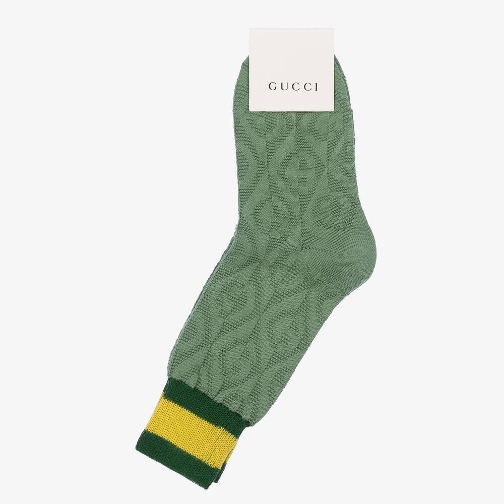Gucci - Teen Green Cotton G Rhombus Socks | Childrensalon