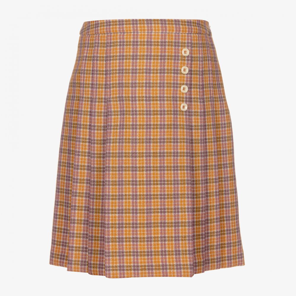 Gucci - Teen Orange Check Wool Skirt | Childrensalon