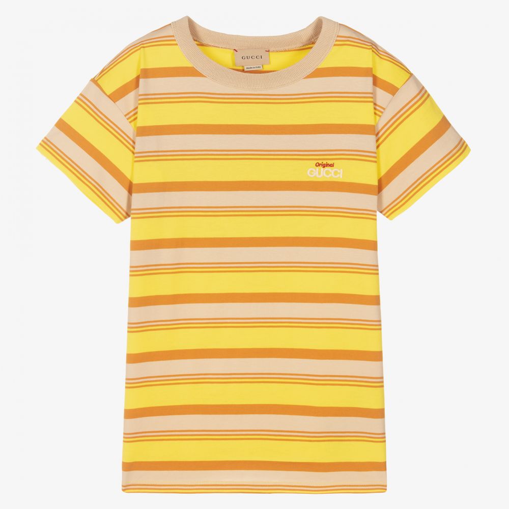 Gucci - Gelb gestreiftes Teen T-Shirt | Childrensalon