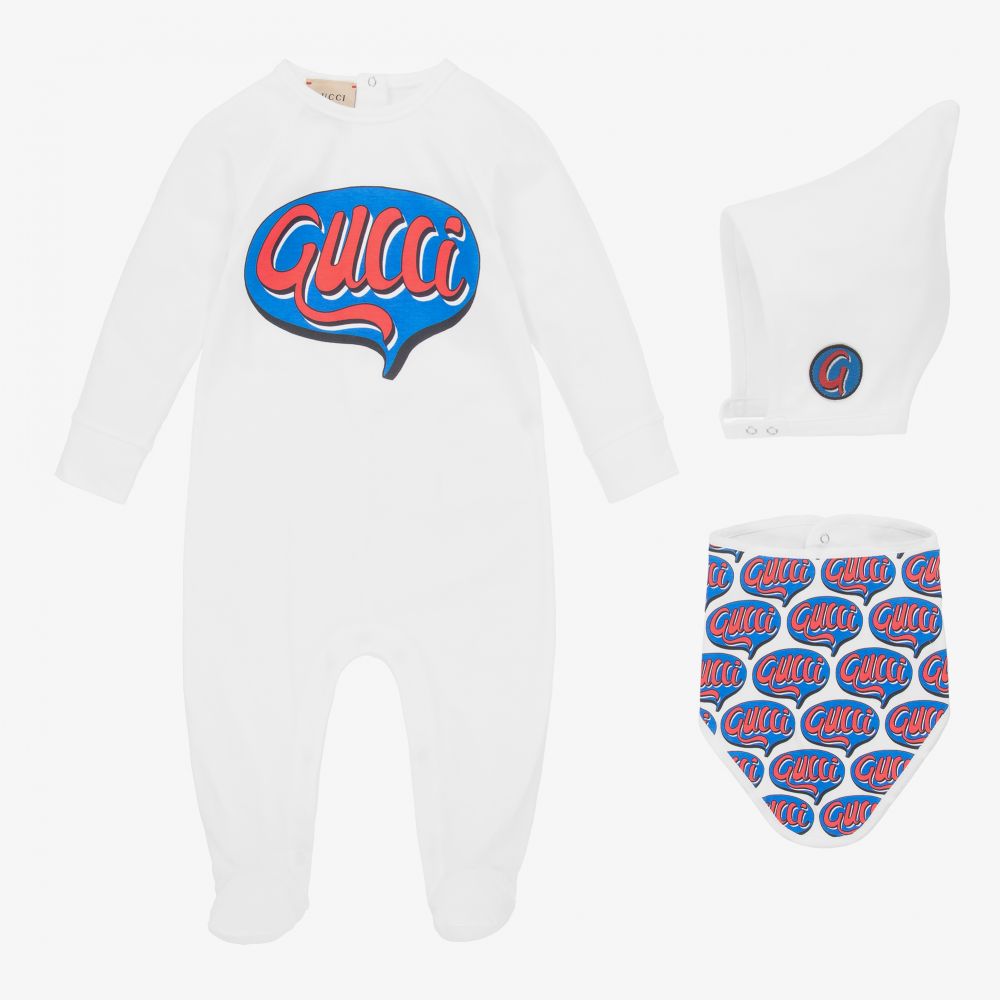Gucci - White Babysuit Gift Set | Childrensalon