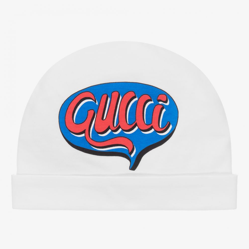 Gucci - Белая хлопковая шапочка для малышей | Childrensalon