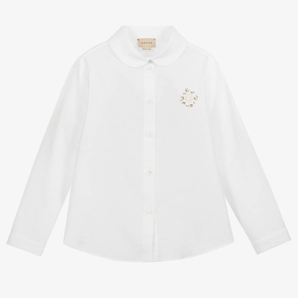 Gucci - White GG Embroidered Blouse | Childrensalon