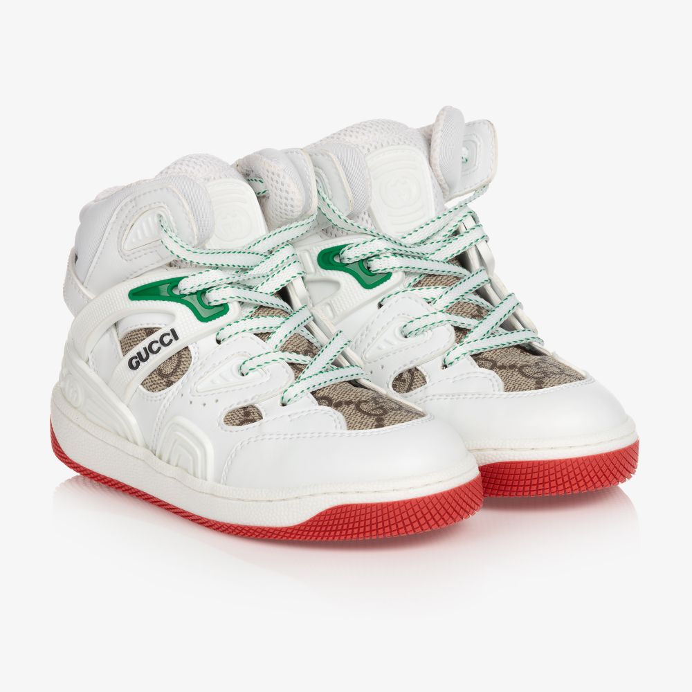 Gucci - White High-Top Basket Sneakers | Childrensalon