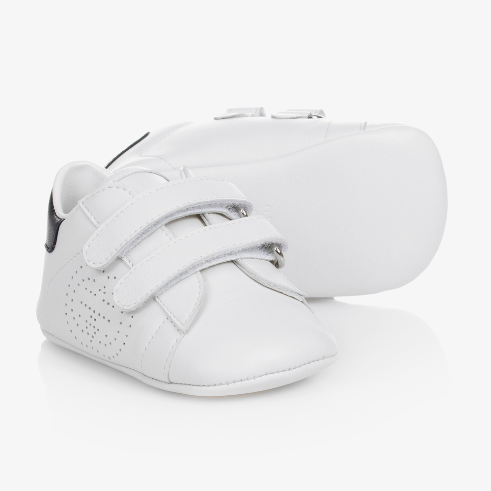 Gucci - White Leather Baby Trainers | Childrensalon