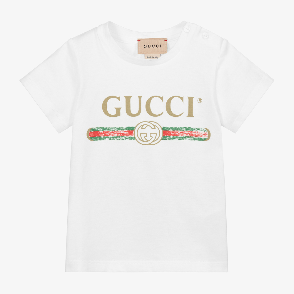 Gucci - White Logo Baby T-Shirt | Childrensalon