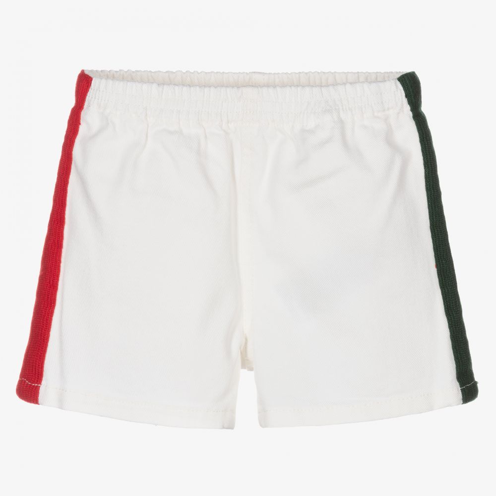 Gucci - White Web Denim Shorts | Childrensalon