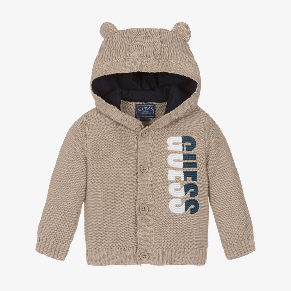 Guess - Baby Boys Beige Cotton Knitted Cardigan | Childrensalon