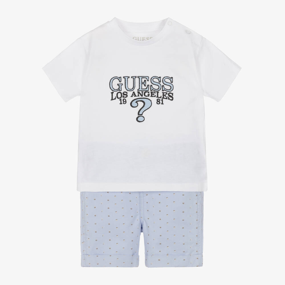 Guess - Baby Boys Blue Cotton Shorts Set | Childrensalon