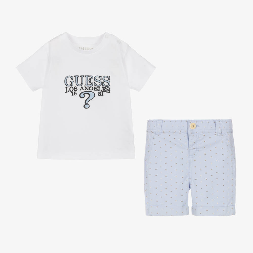 Guess - Baby Boys Blue Cotton Shorts Set | Childrensalon