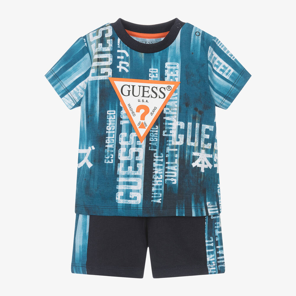 Guess - Синий топ и шорты из хлопка для малышей | Childrensalon