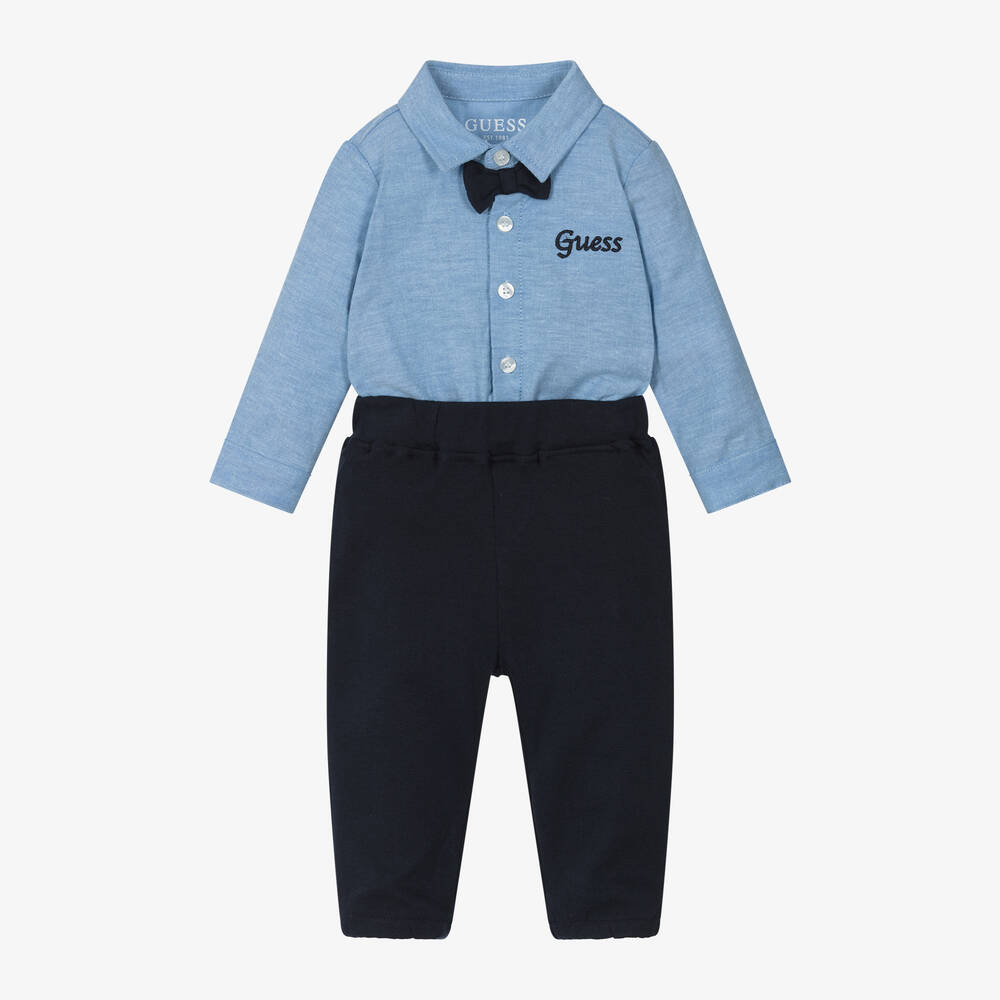 Guess - Baby Boys Blue Cotton Trouser Set | Childrensalon