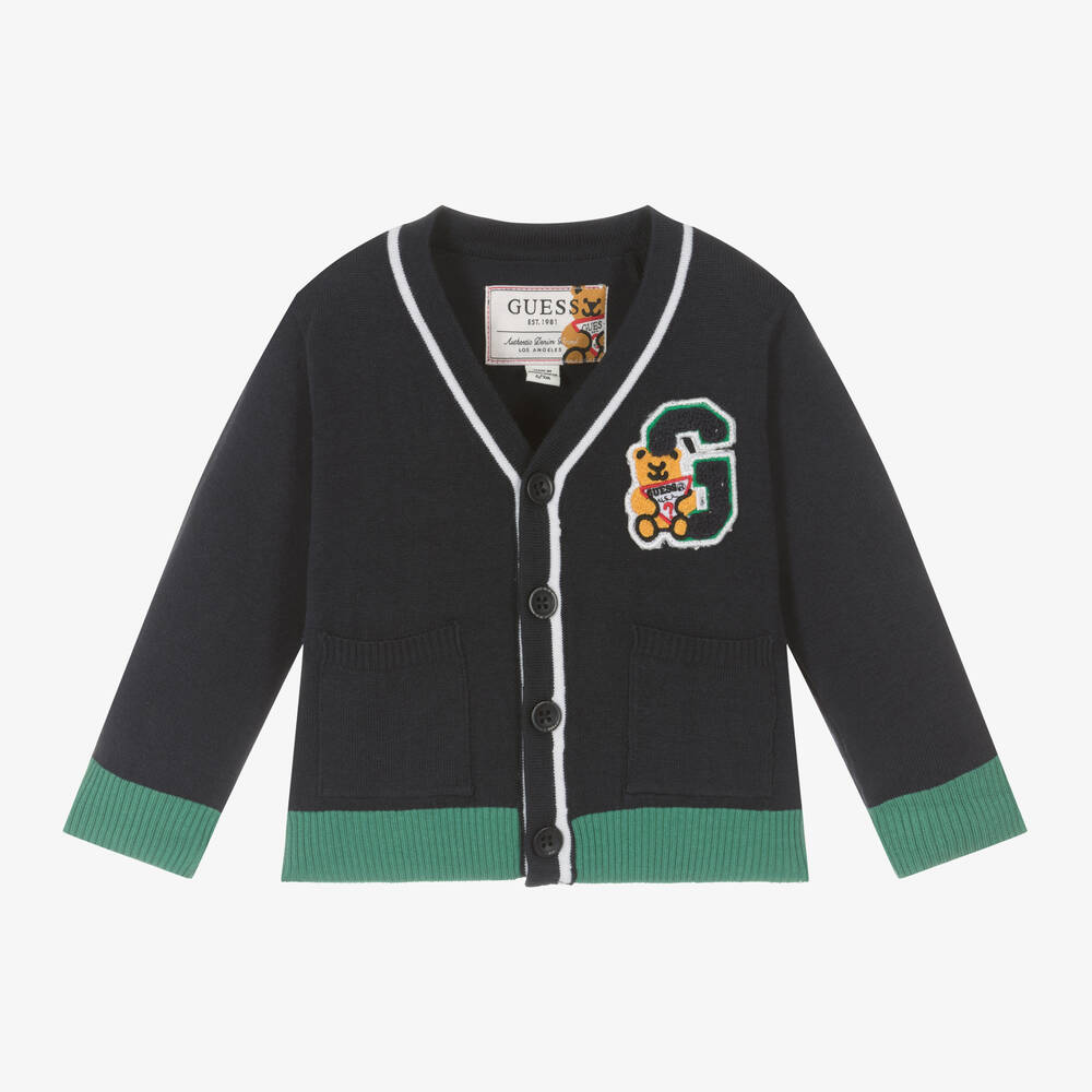Guess - Baby Boys Navy Blue Knitted Cardigan | Childrensalon