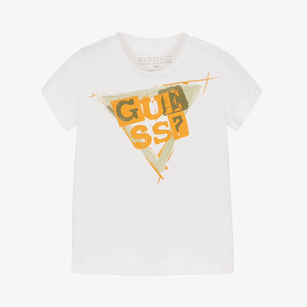 Guess - Baby Boys White Cotton T-Shirt | Childrensalon