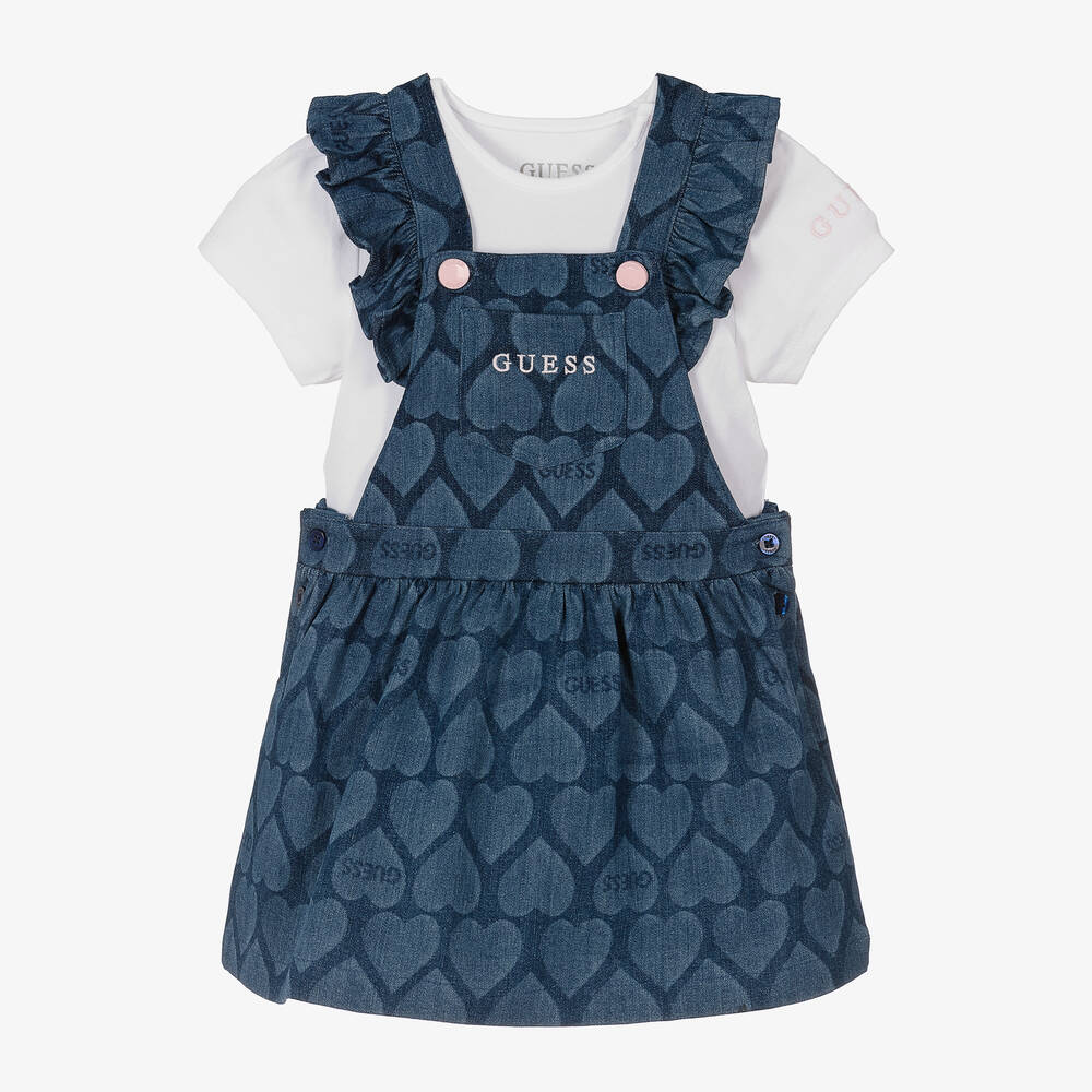 Guess - Baby Girls Blue Cotton Dress Set | Childrensalon