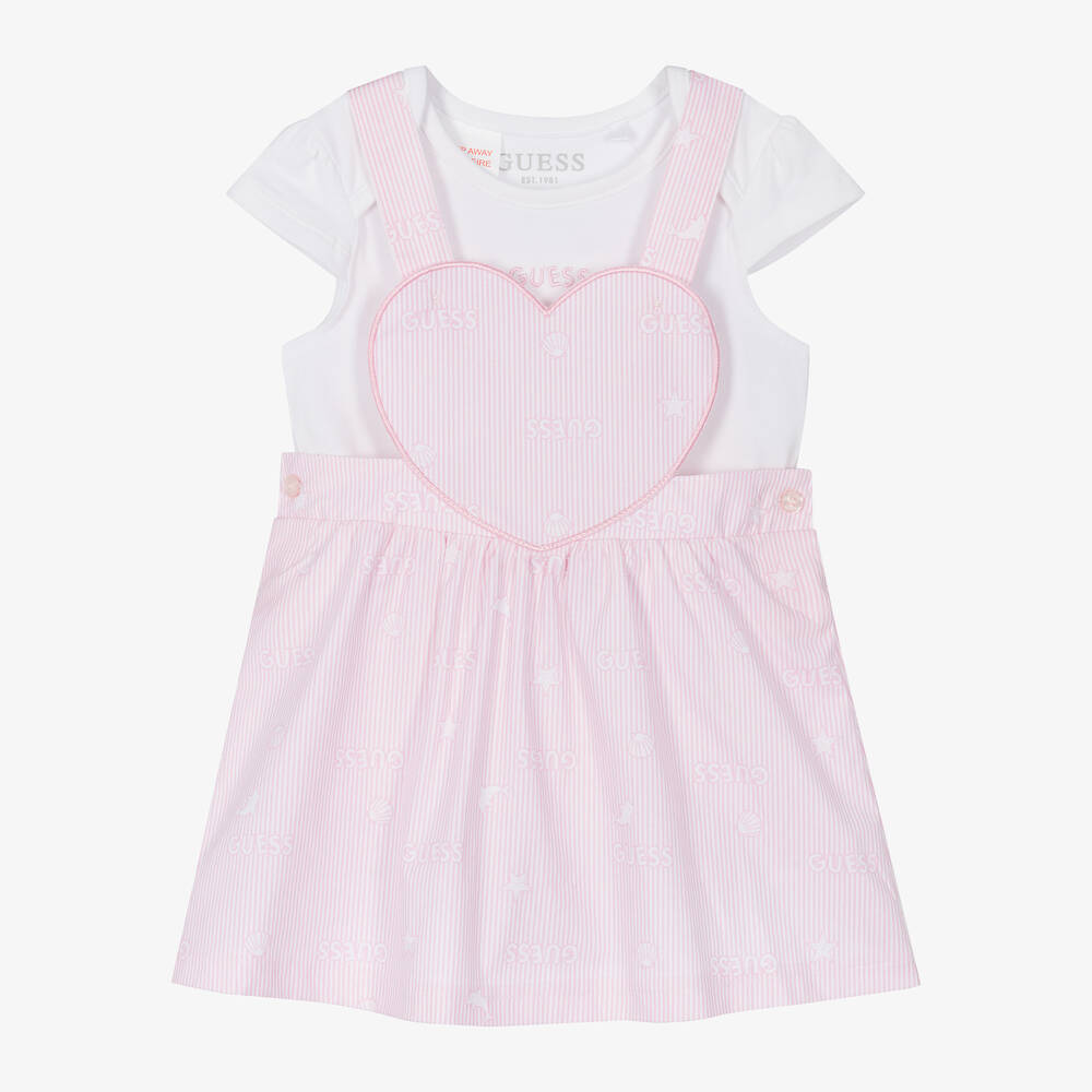 Guess - Baby Girls Pink Cotton Dress Set | Childrensalon