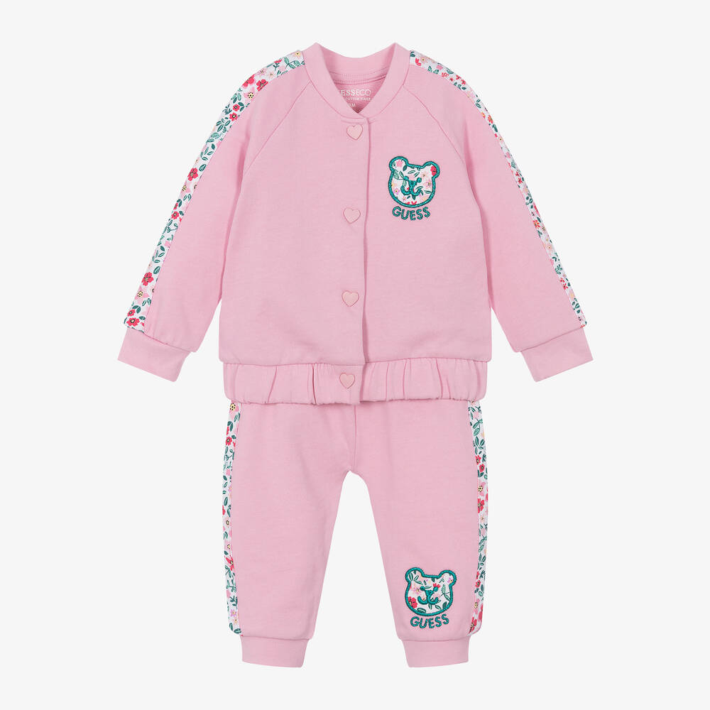 Shop Guess Baby Girls Pink Cotton Tracksuit
