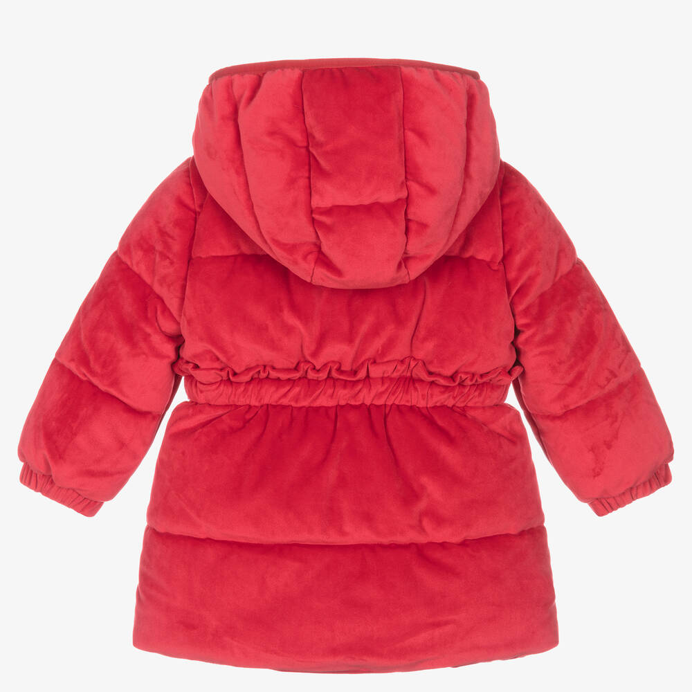 Guess - Baby Girls Red Velvet Puffer Coat | Childrensalon