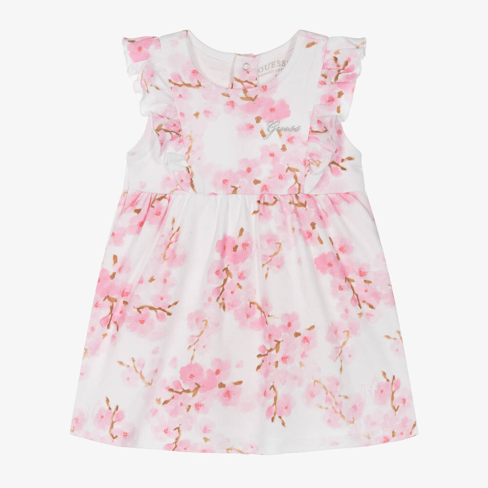 Guess - Baby Girls White Cotton Blossom Dress | Childrensalon