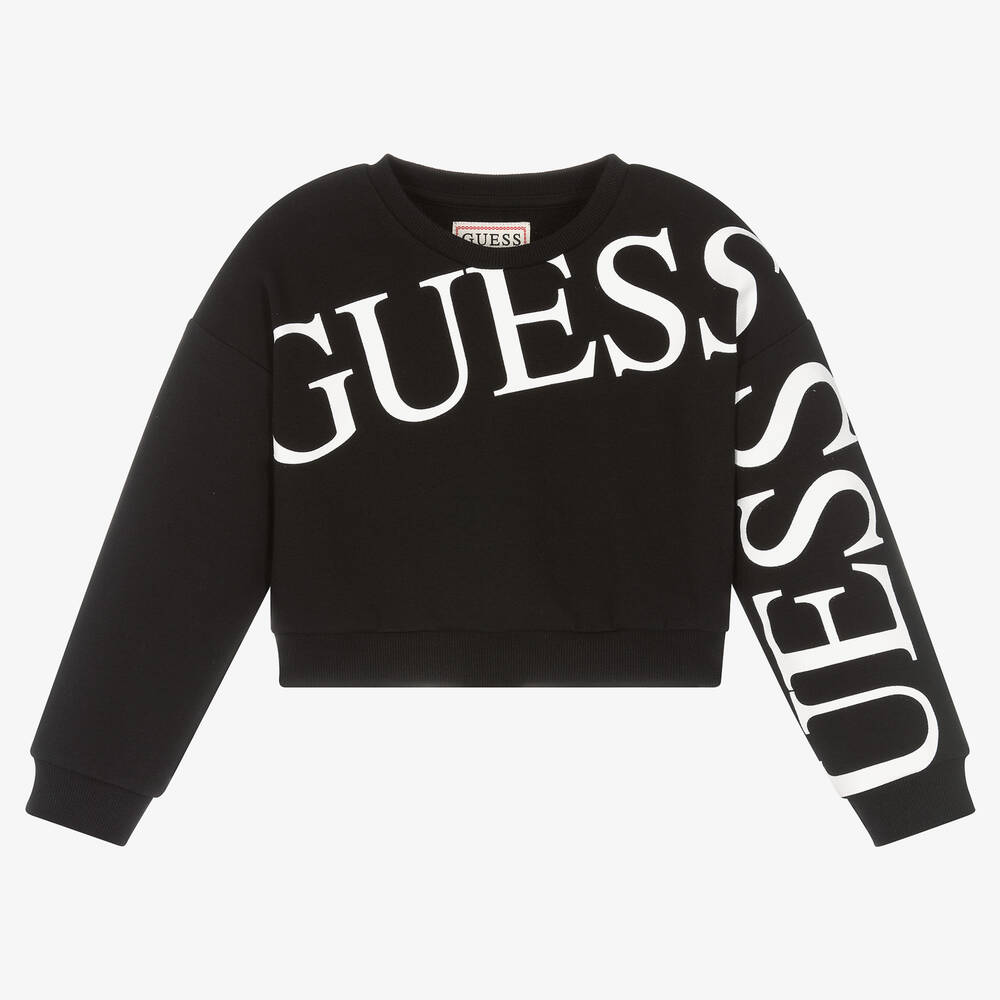 Guess - Black Logo Crop Sweatshirt | Childrensalon