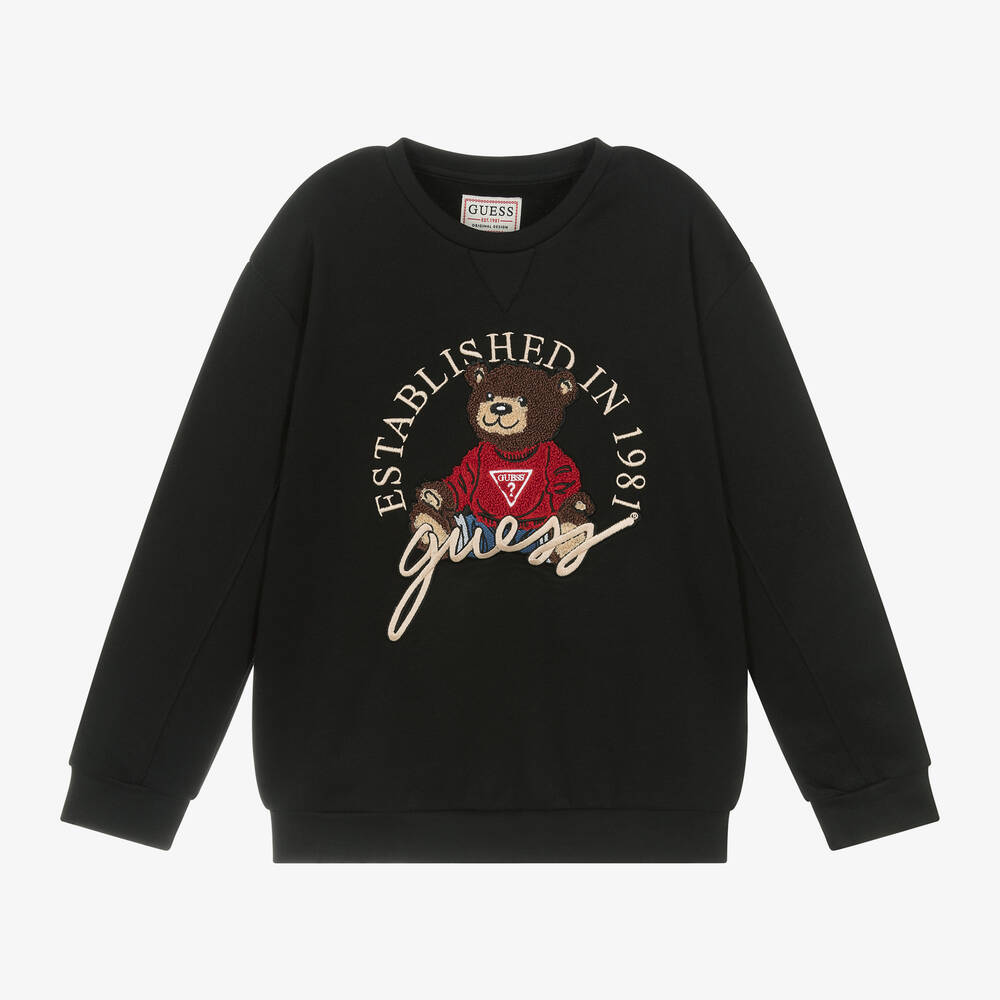 Guess - Black Oversized Teddy Bear Sweatshirt | Childrensalon