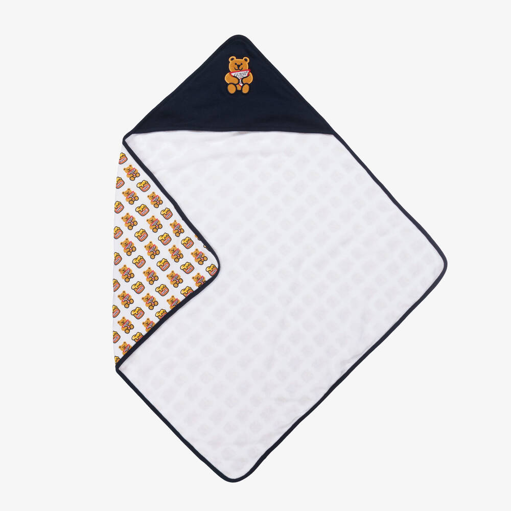 Guess - Blue Cotton Bear Hooded Towel (70cm) | Childrensalon