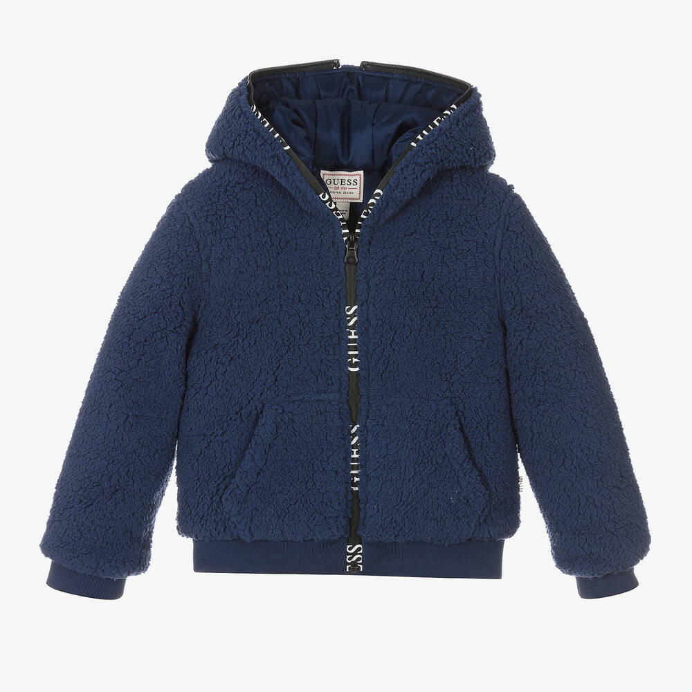 Guess - Blue Fleece Logo Jacket | Childrensalon