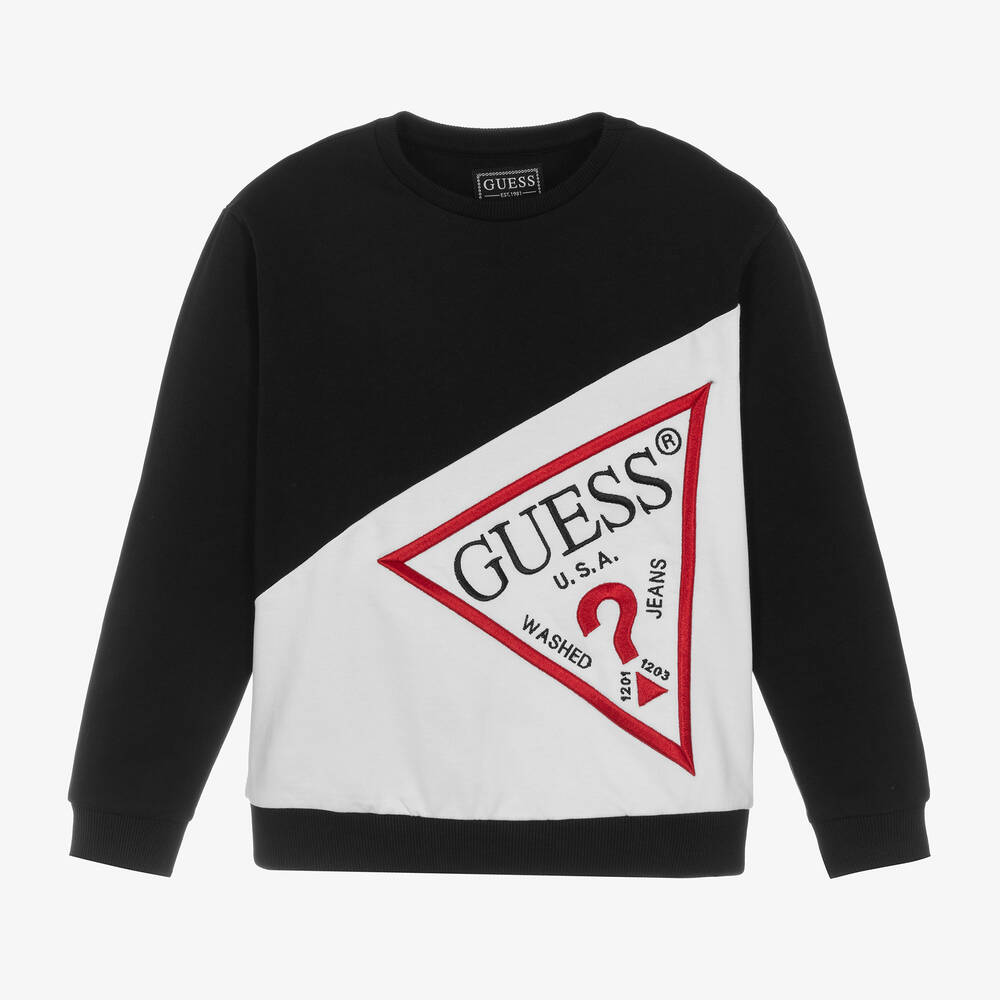Guess - Boys Black Cotton Triangle Sweatshirt | Childrensalon