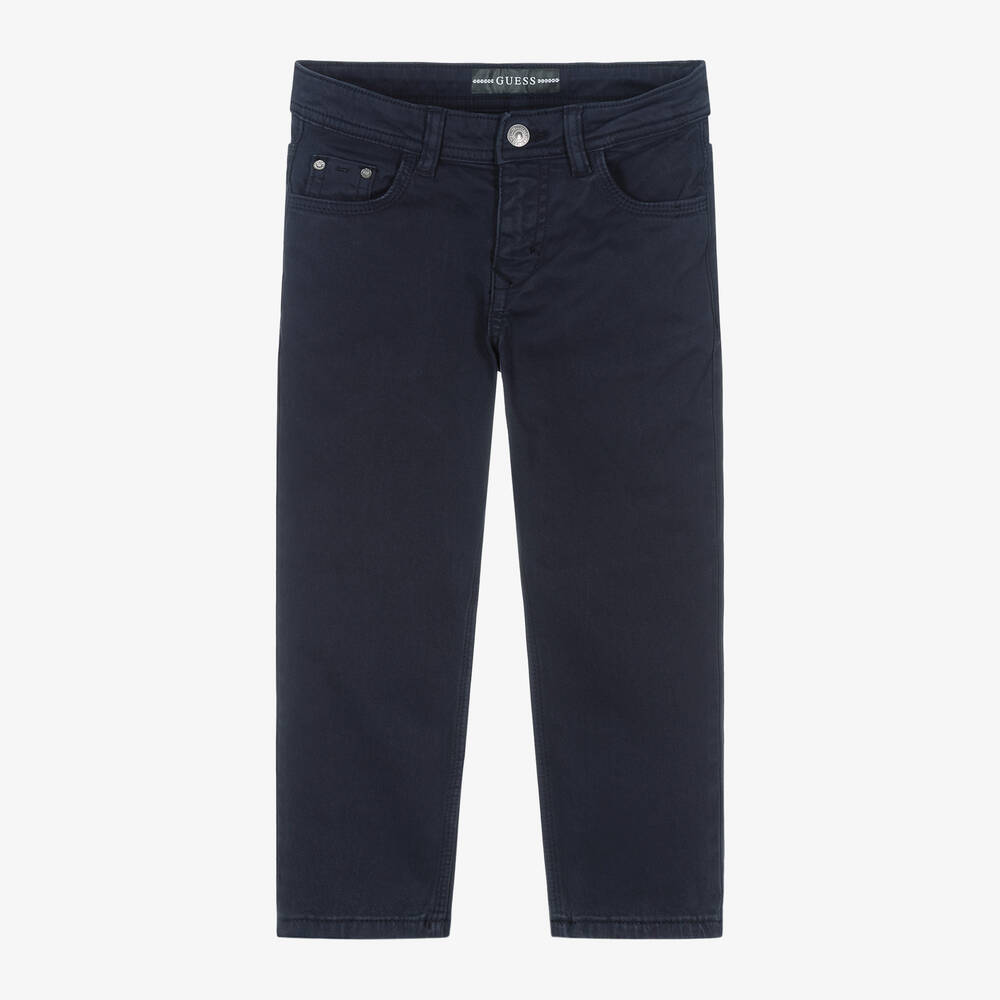 Guess - Boys Blue Cotton 5 Pocket Trousers | Childrensalon