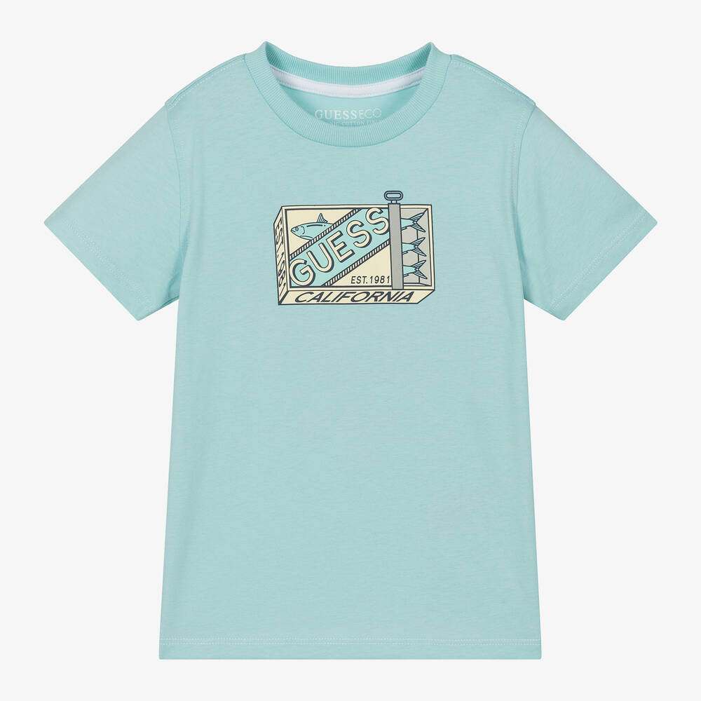 Guess - Boys Blue Cotton T-Shirt | Childrensalon