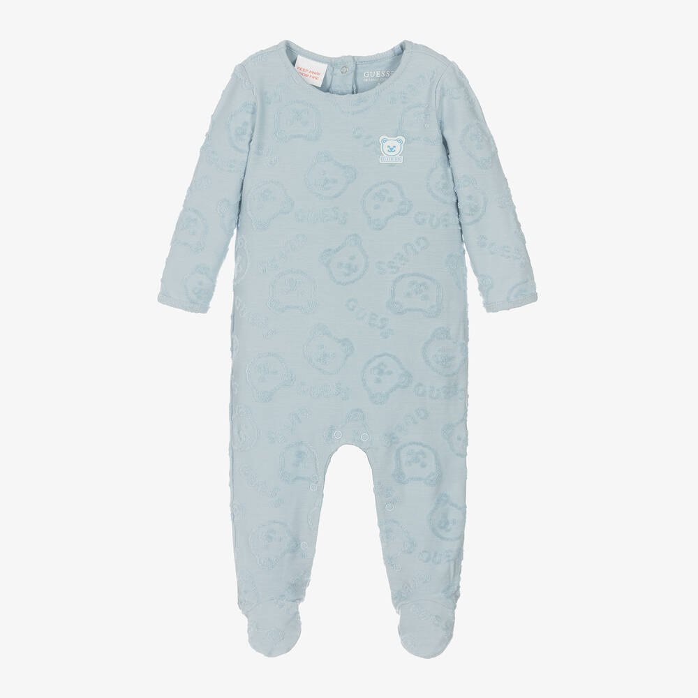 Guess - Grenouillère bleue en coton Teddy Bear | Childrensalon