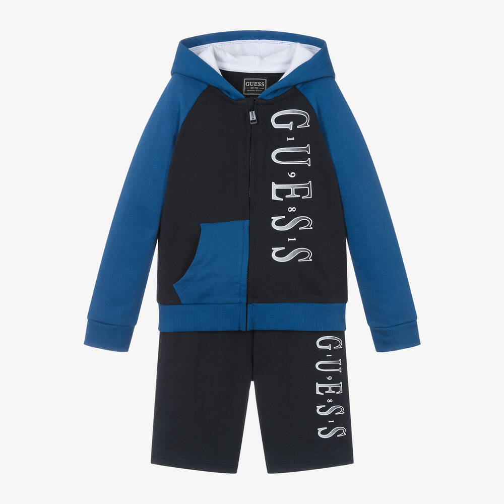 Guess - بدلة رياضية قطن جيرسي لون أزرق للأولاد | Childrensalon