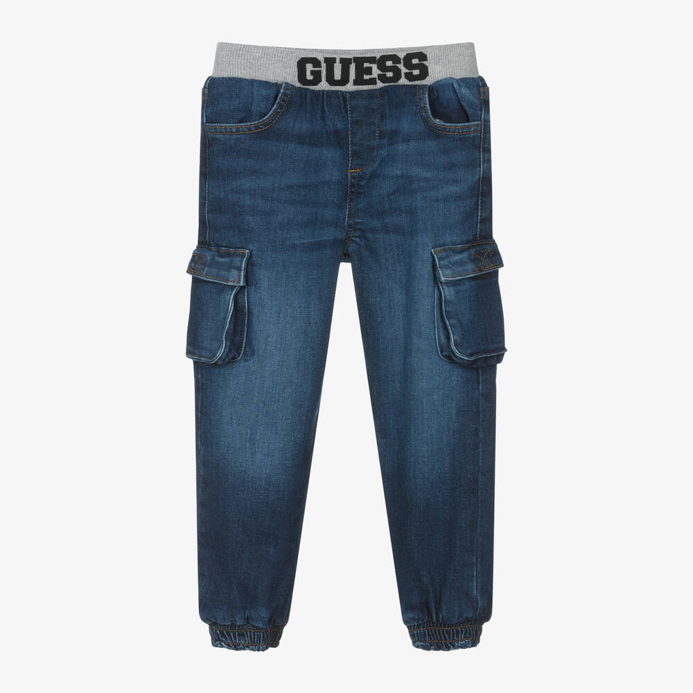Guess - Boys Blue Denim Cargo Jeans | Childrensalon