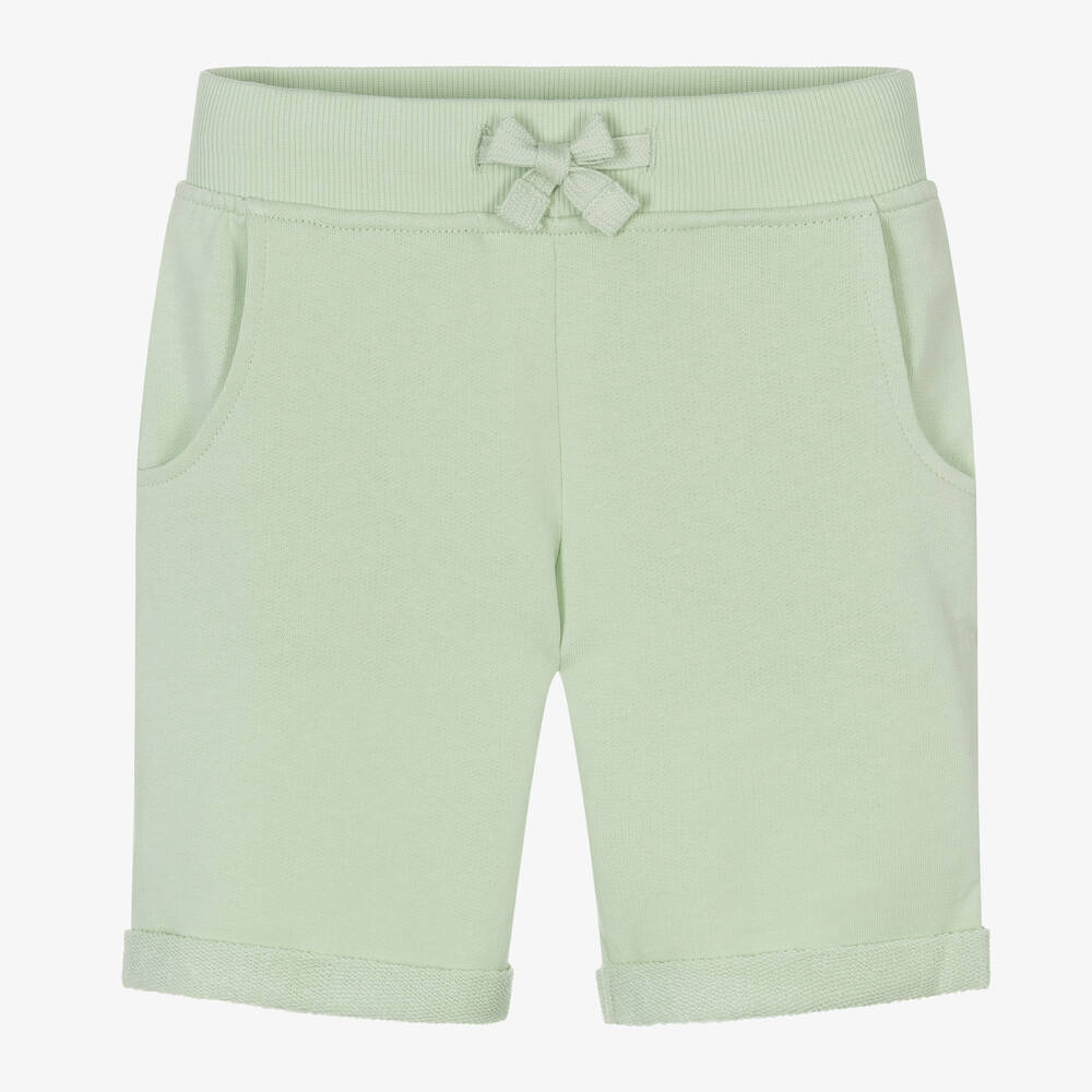 Shop Guess Boys Green Cotton Shorts
