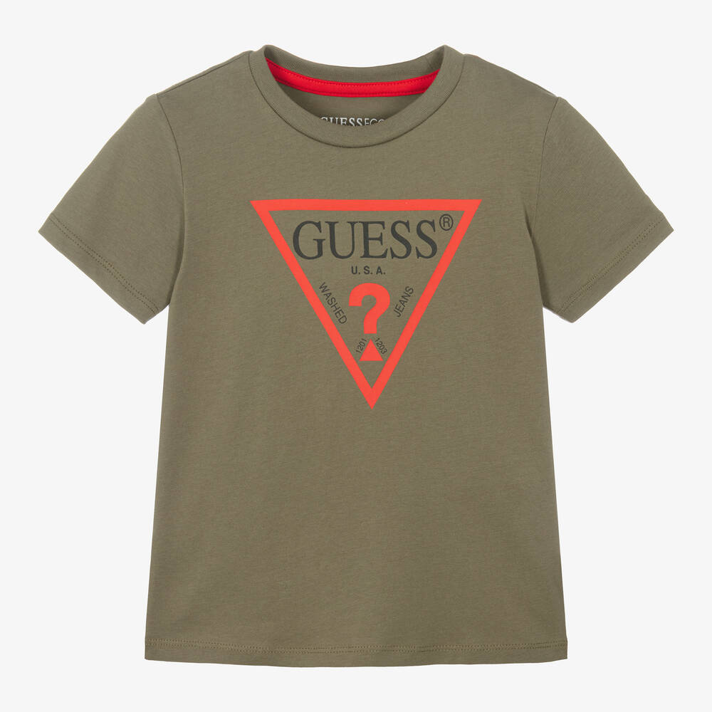 Guess Babies' Boys Green Cotton Triangle T-shirt
