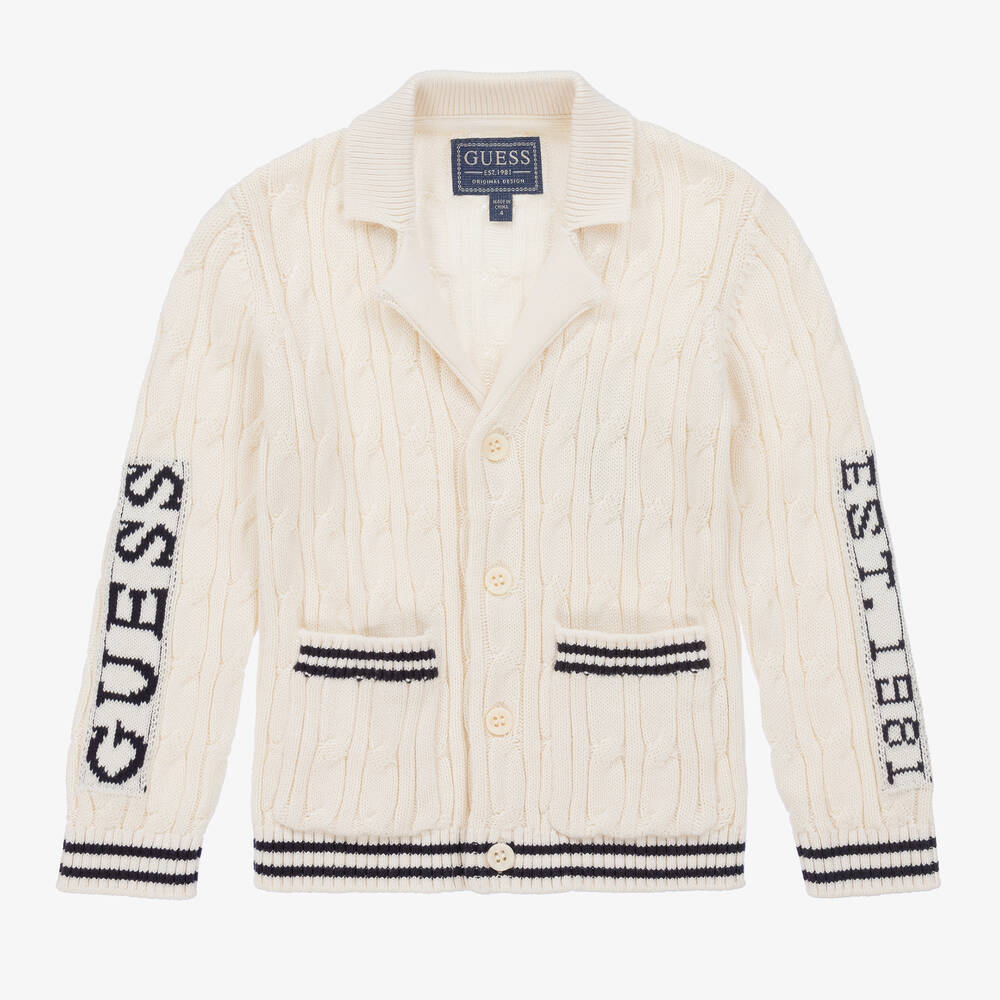 Guess Babies' Boys Ivory Cable Knit Cardigan