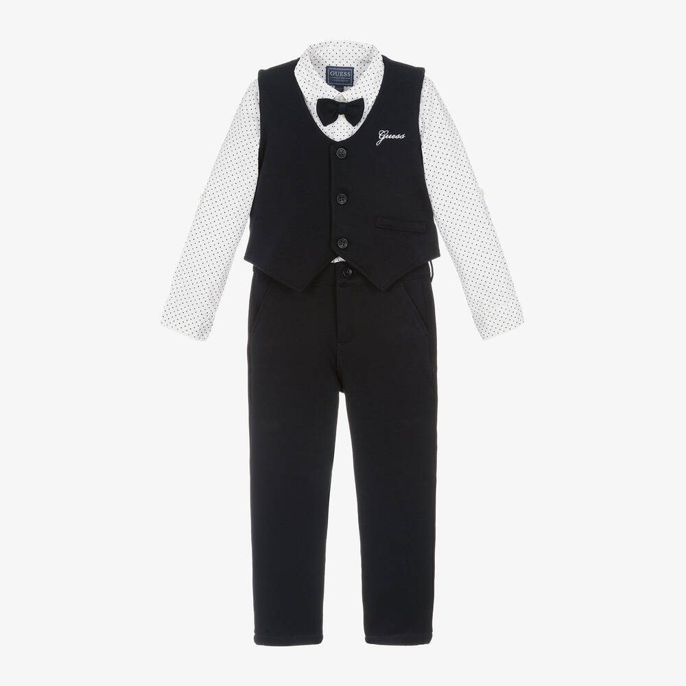 Guess - Boys Navy Blue Cotton Trouser Set | Childrensalon