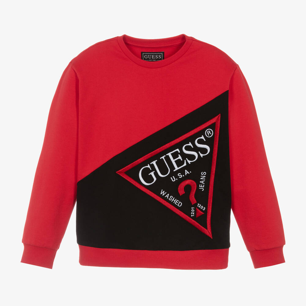 Guess - Boys Red Cotton Triangle Sweatshirt | Childrensalon