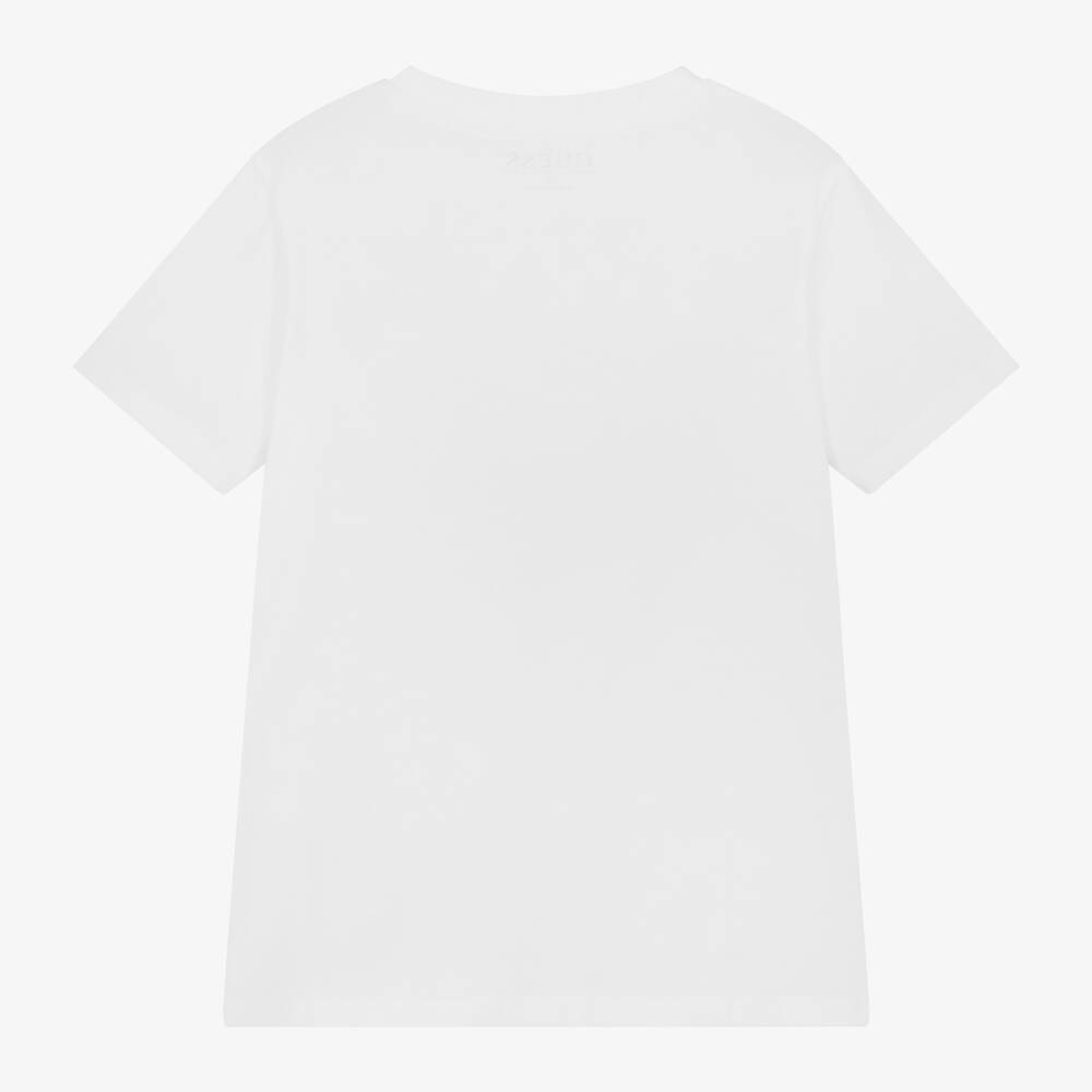 Guess - Boys White Cotton Patchwork T-Shirt | Childrensalon