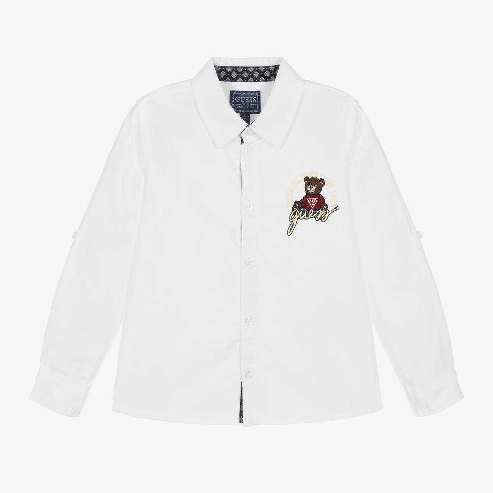 Guess - Boys White Oxford Cotton Shirt | Childrensalon