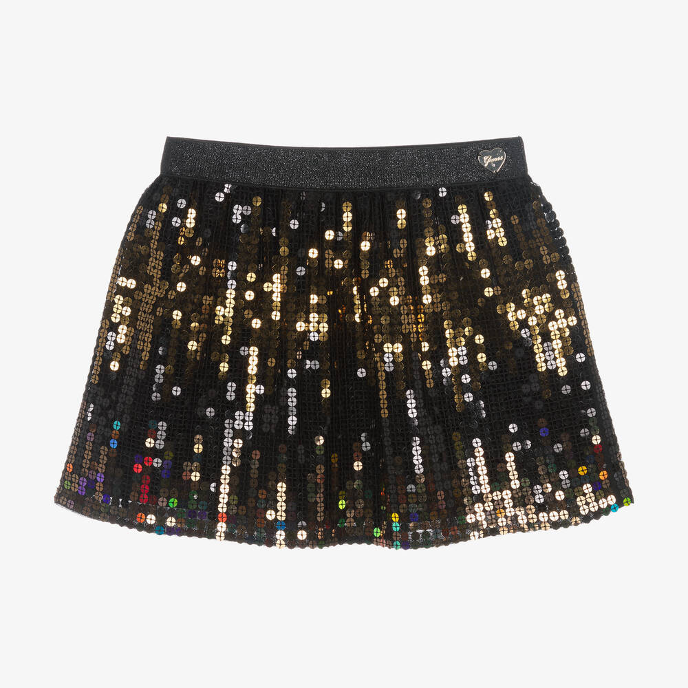 Guess - Girls Black Tulle & Gold Sequinned Skirt | Childrensalon