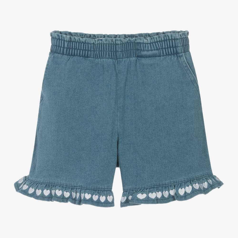 Guess - Girls Blue Cotton Shorts | Childrensalon