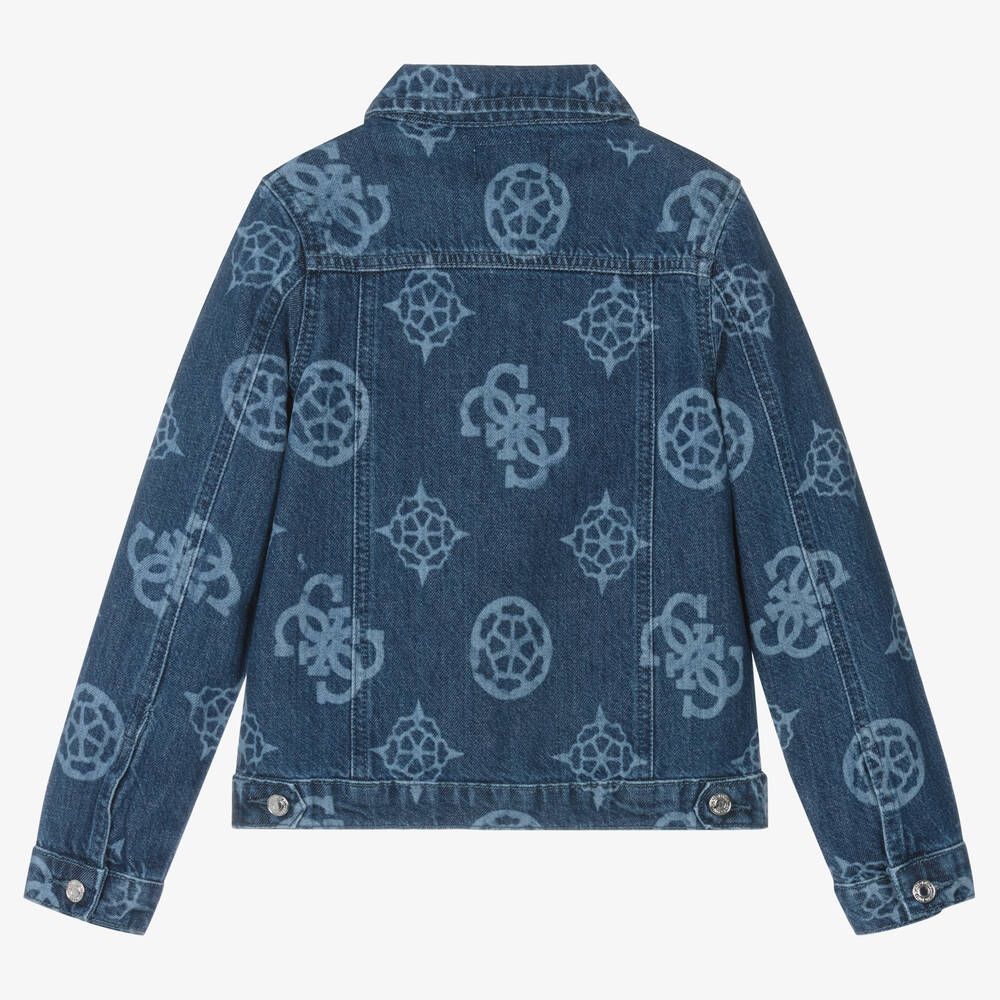 Allover GCDS logo denim jacket: Unisex Outerwear Light blue