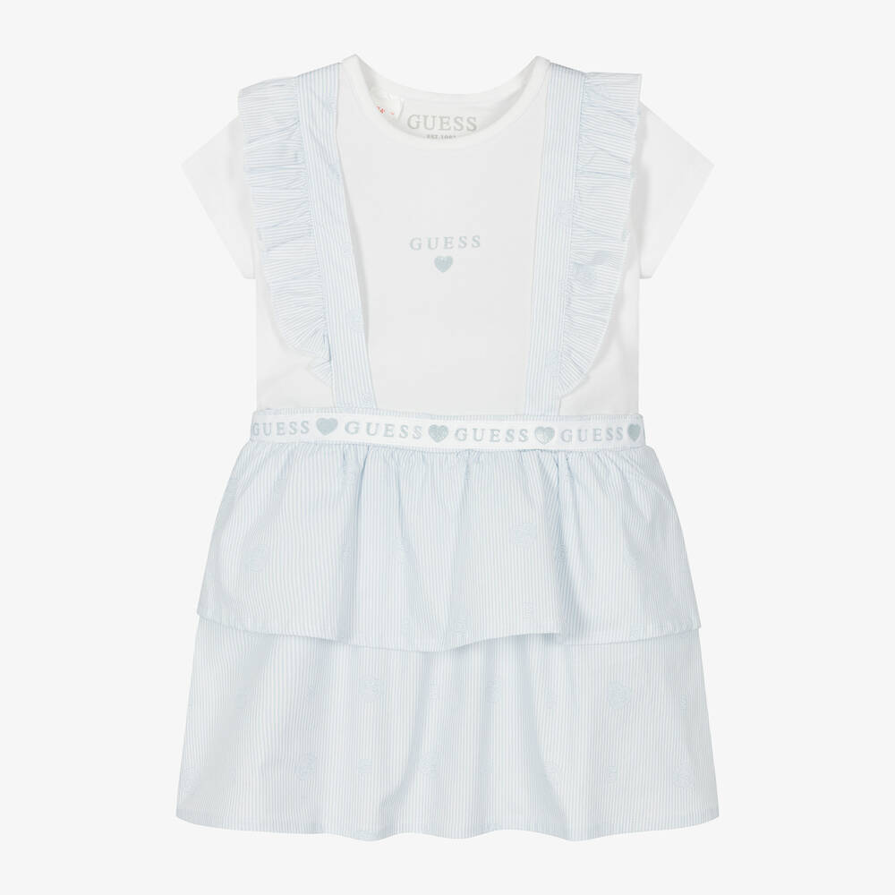 Guess - Girls Blue & White Cotton Skirt Set | Childrensalon