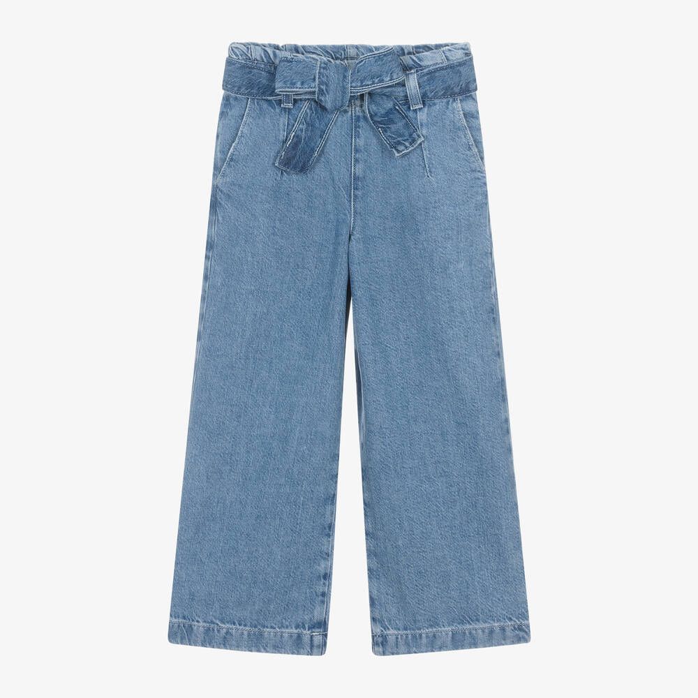 Guess - بنطلون جينز بأرجل واسعة لون أزرق للبنات | Childrensalon
