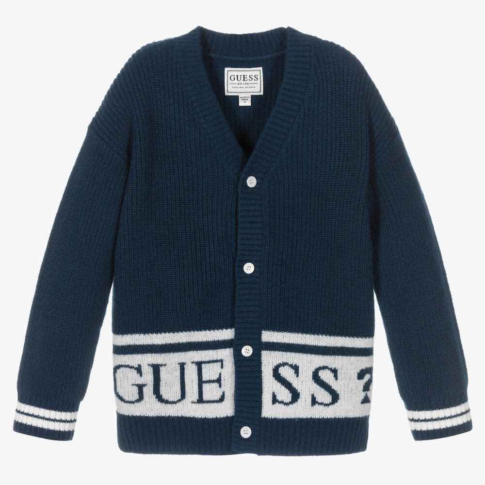 Guess - Girls Navy Blue Knit Cardigan | Childrensalon