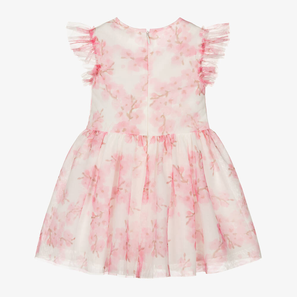Guess - Girls Pink Blossom Print Tulle Dress | Childrensalon