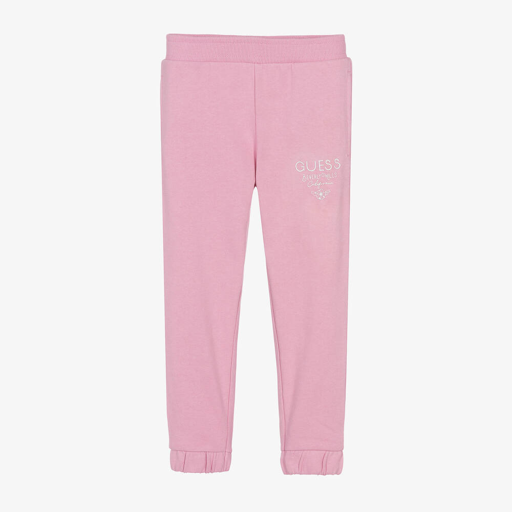 Guess - Girls Pink Cotton Joggers | Childrensalon